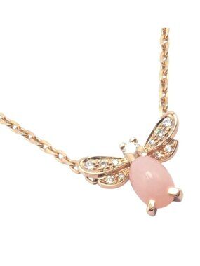 Authentic! Chaumet 18k Rose Gold Attrape Moi Diamond Pink Opal Necklace